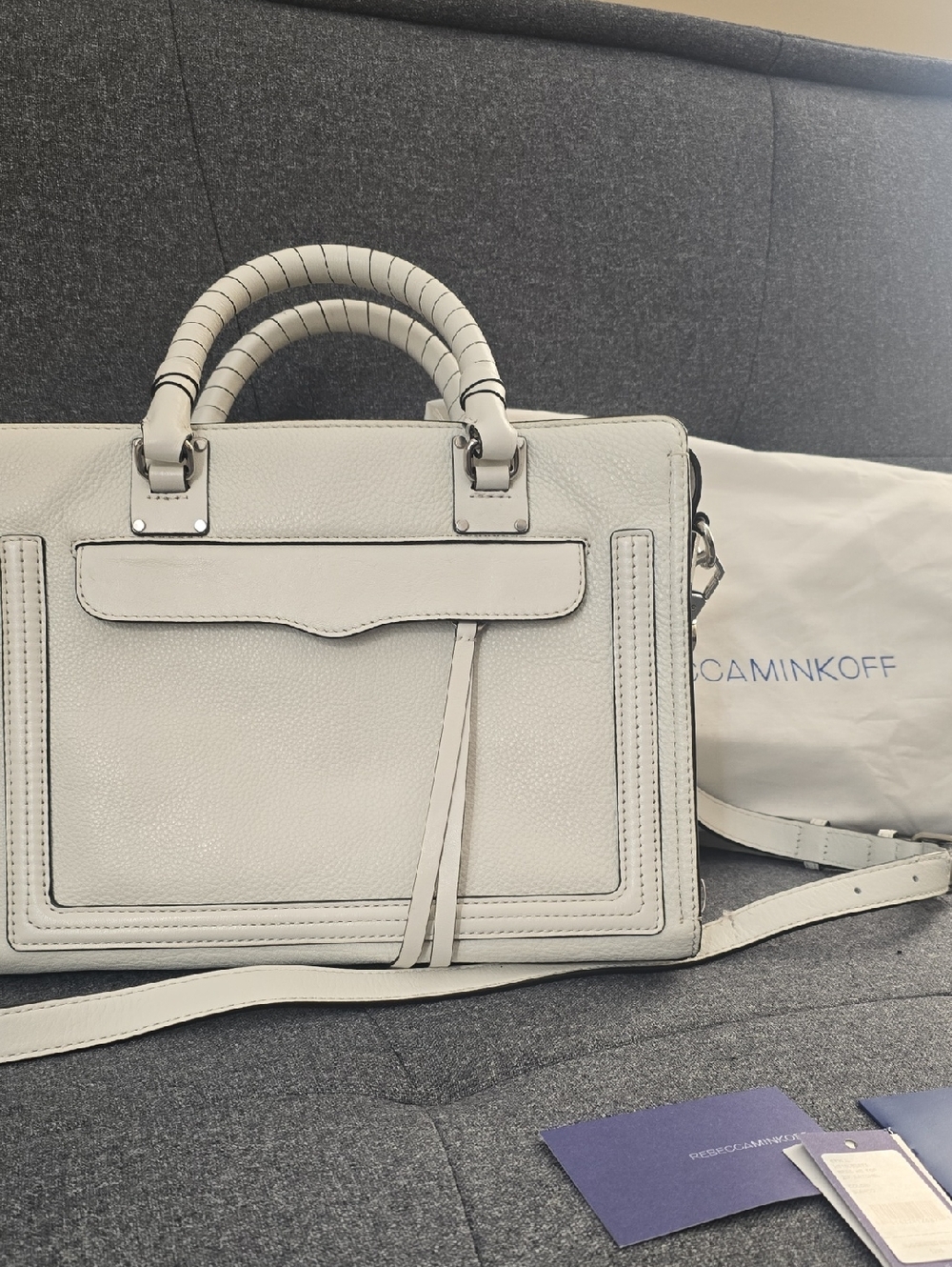 Rebecca Minkoff "Bree" White (Bianco) Leather Top-Handle Satchel